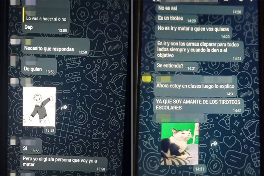 Los chats de los alumnos de la escuela de Escobar que planeaban una masacre: “Hay que disparar en forma de ráfaga”