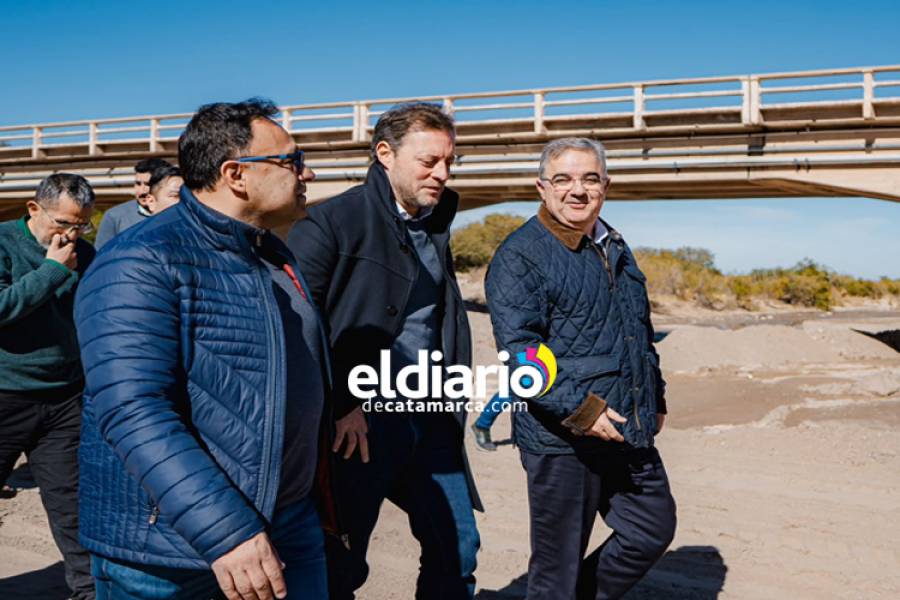 Jalil y Natella supervisaron la refacción del Puente La Puntilla, una obra clave para Belén